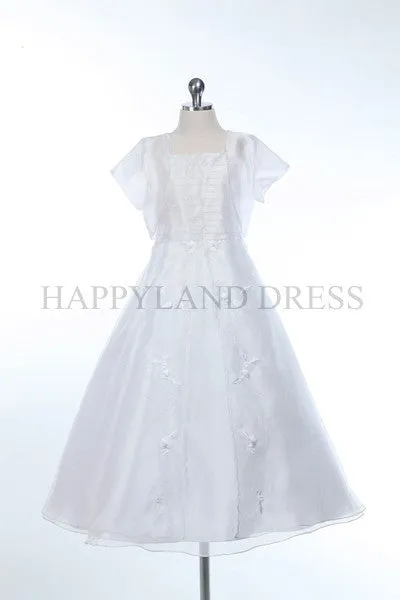 D2508 Organza Embroidered Beaded Dress (White Only)