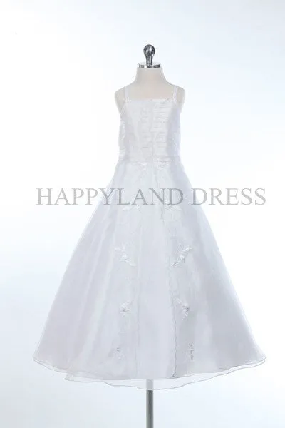 D2508 Organza Embroidered Beaded Dress (White Only)