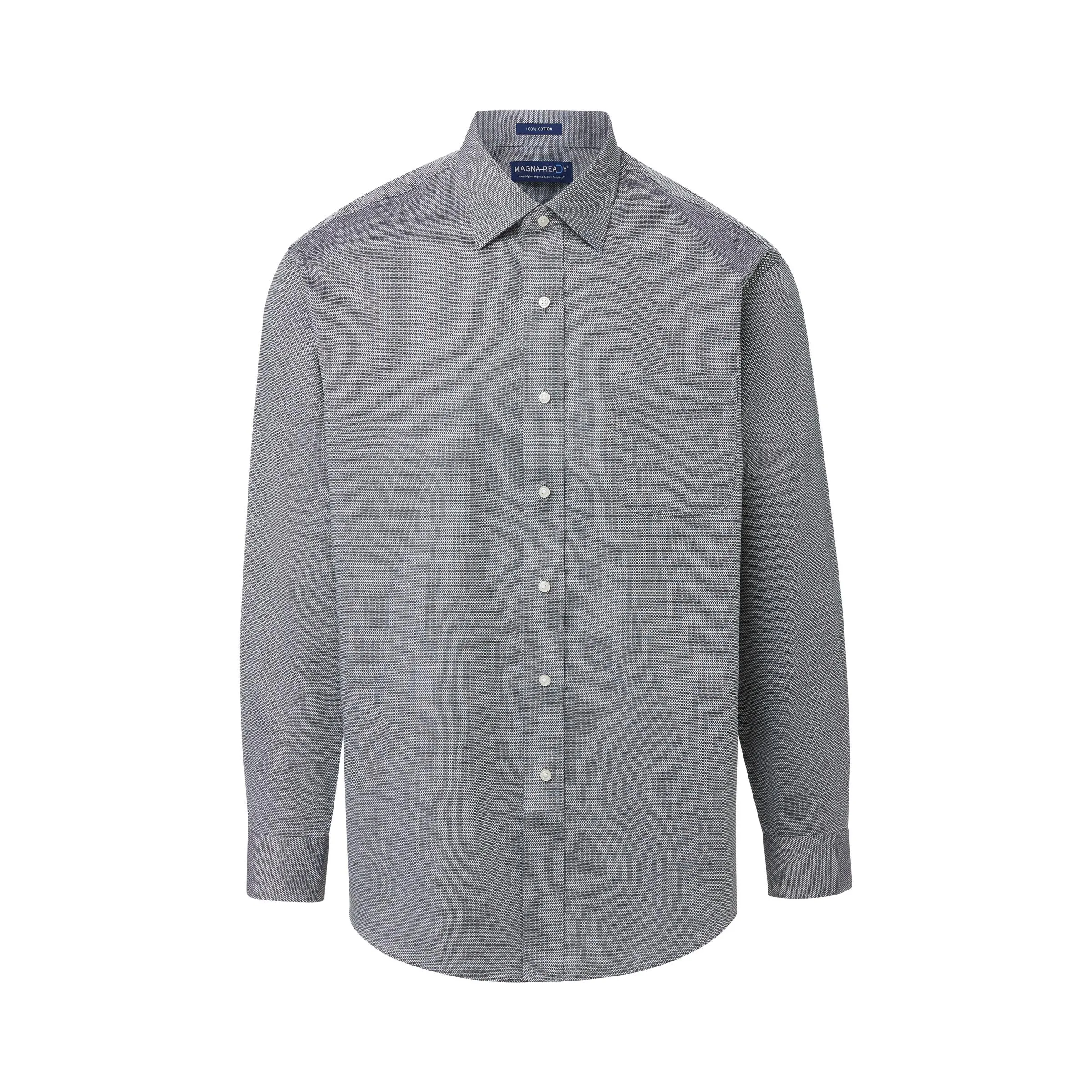 Dark Grey Long Sleeve  ‘Ryan’ Dress Shirt with Magnetic Closures