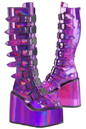 DemoniaCult SWING 815 Purple Holographic Boots