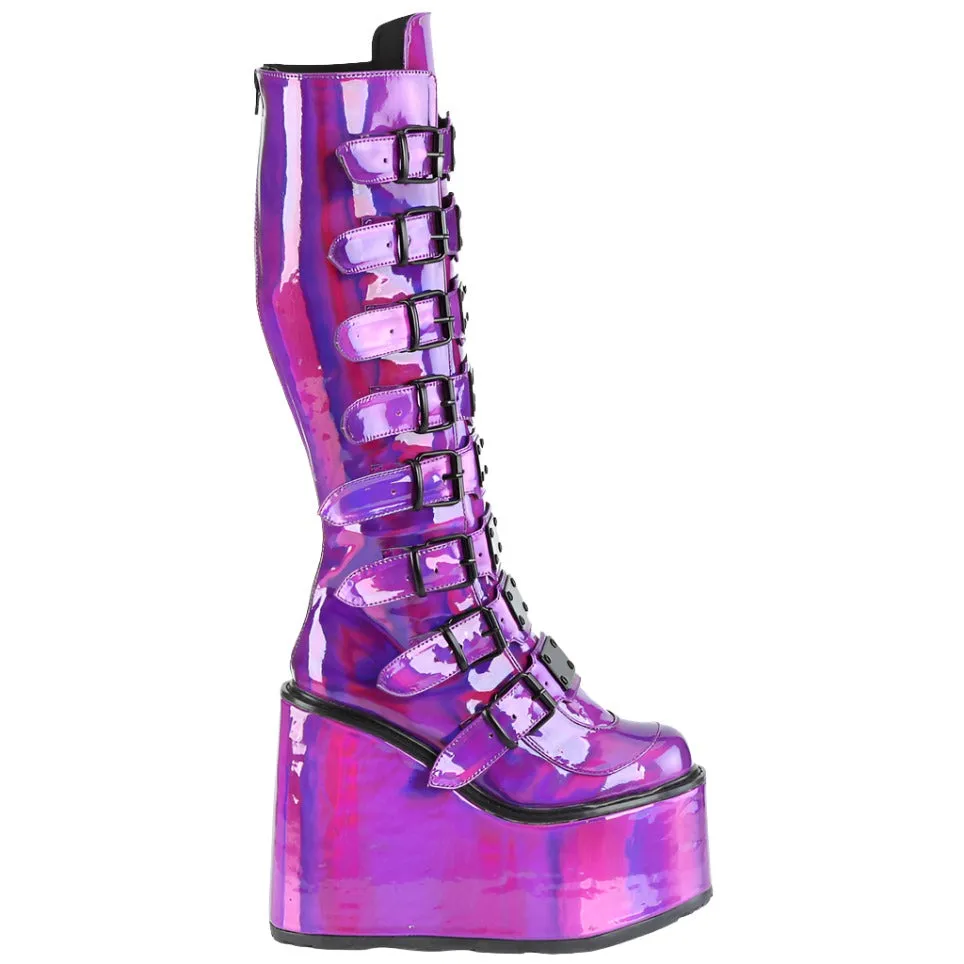 DemoniaCult SWING 815 Purple Holographic Boots