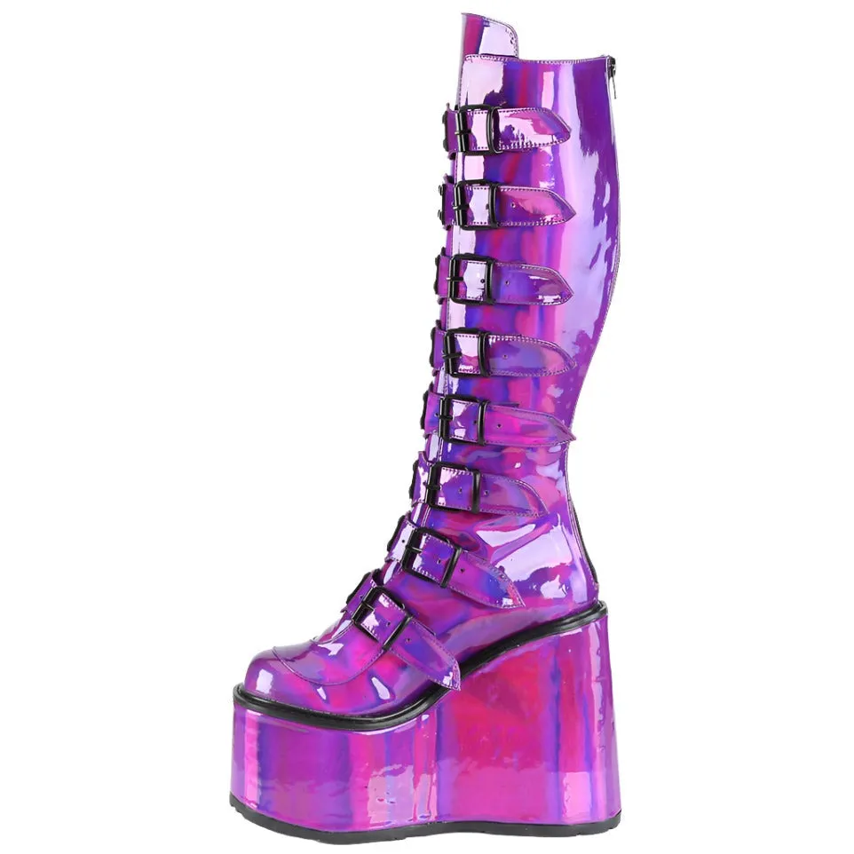 DemoniaCult SWING 815 Purple Holographic Boots