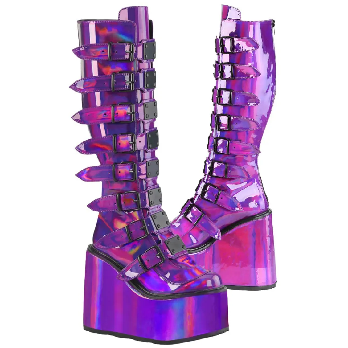 DemoniaCult SWING 815 Purple Holographic Boots