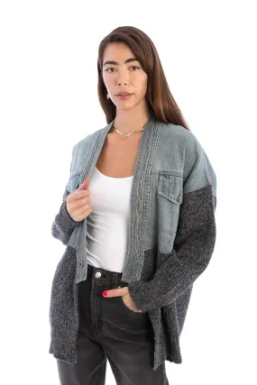 Denim Sweater Jacket Grey