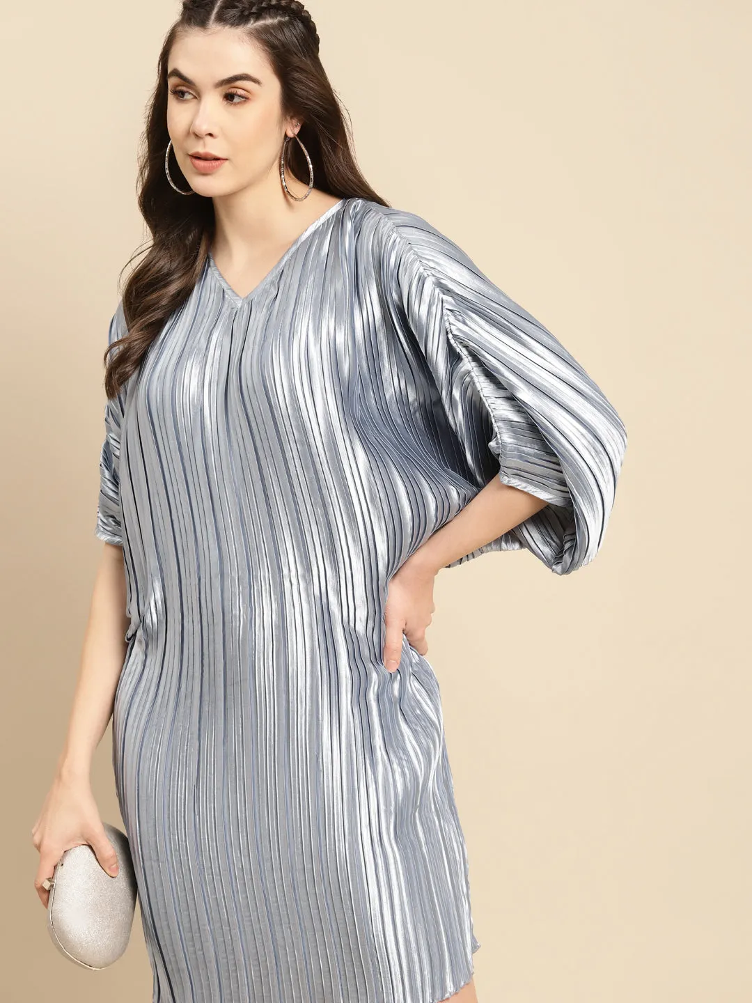 Dolman sleeve fitted midi dress