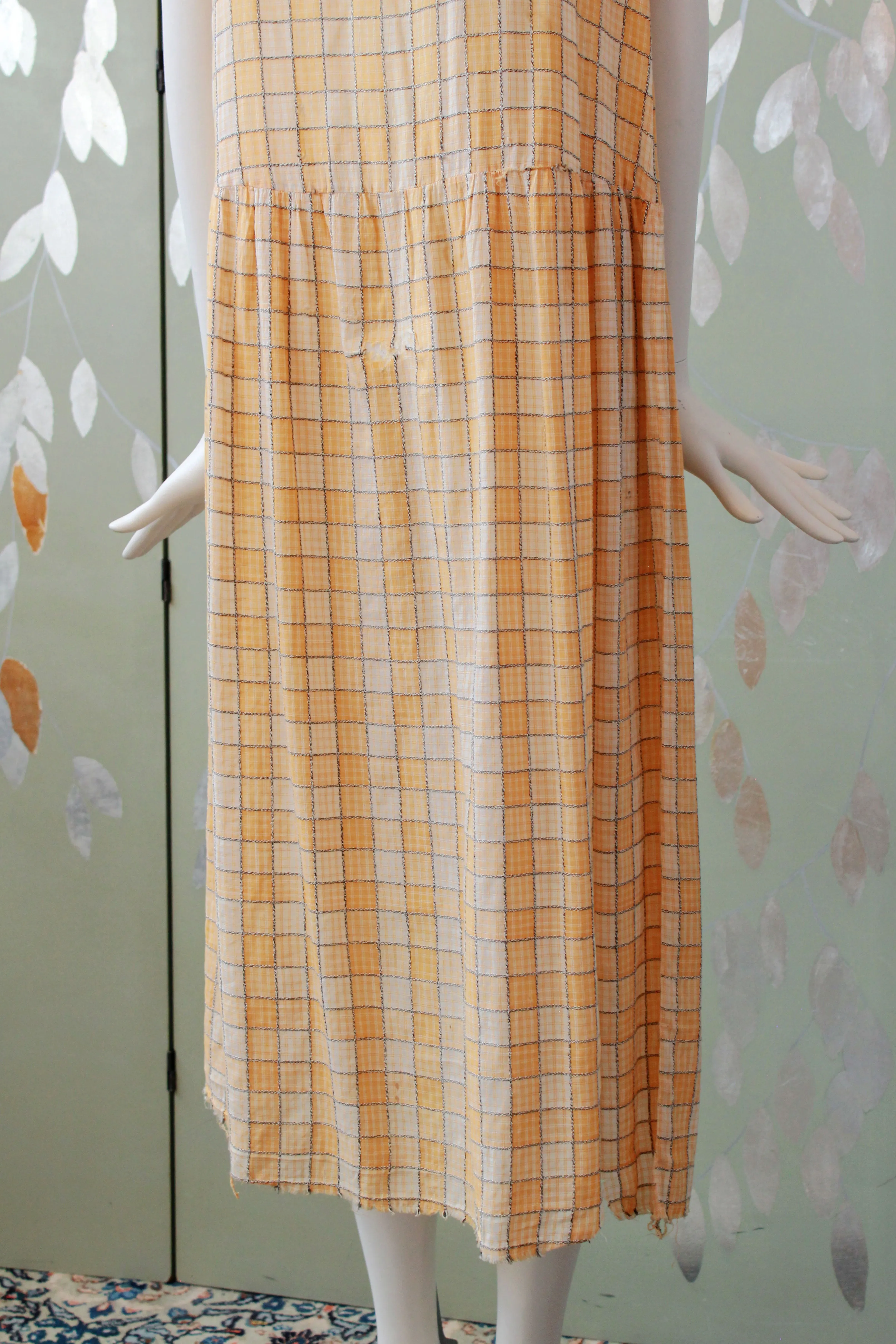 Early 1920s Peach Checkered Dress