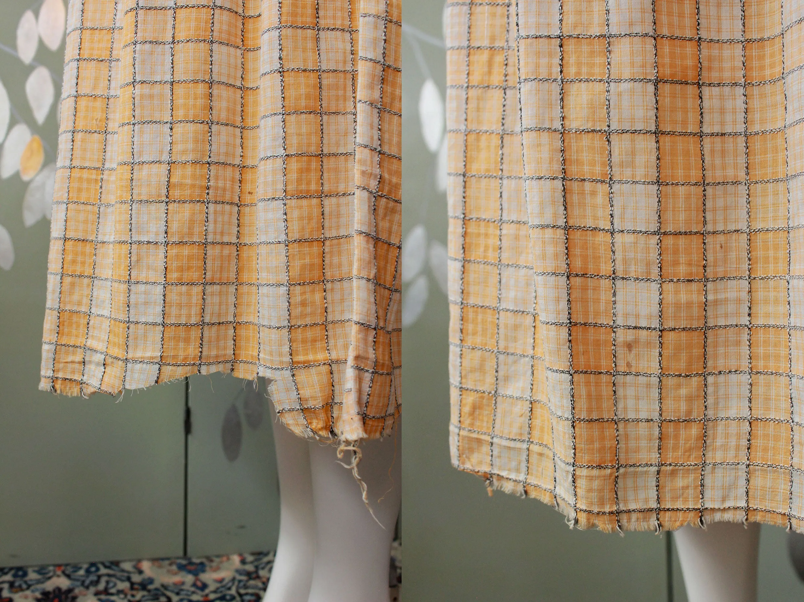 Early 1920s Peach Checkered Dress