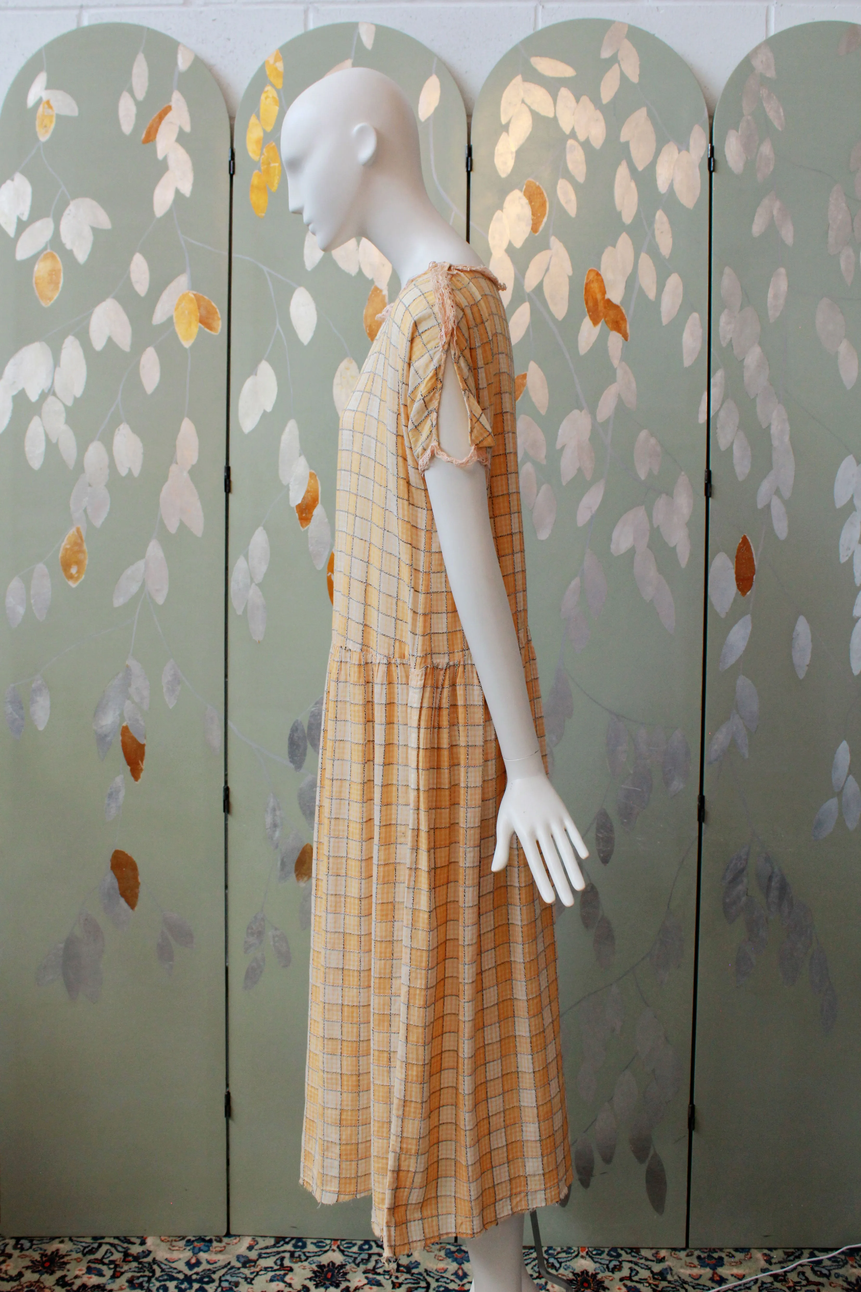 Early 1920s Peach Checkered Dress