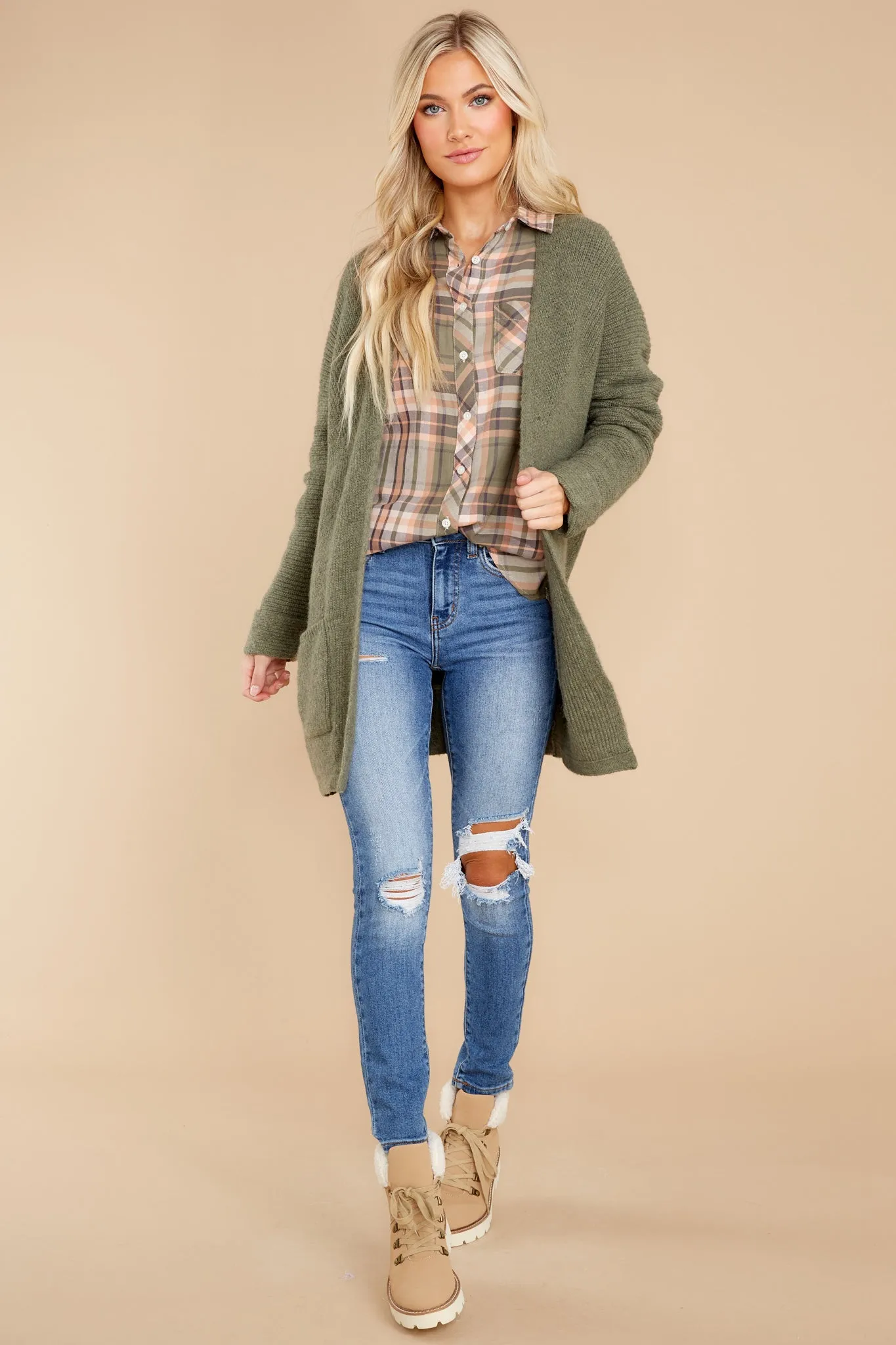 Embracing Thoughts Olive Cardigan