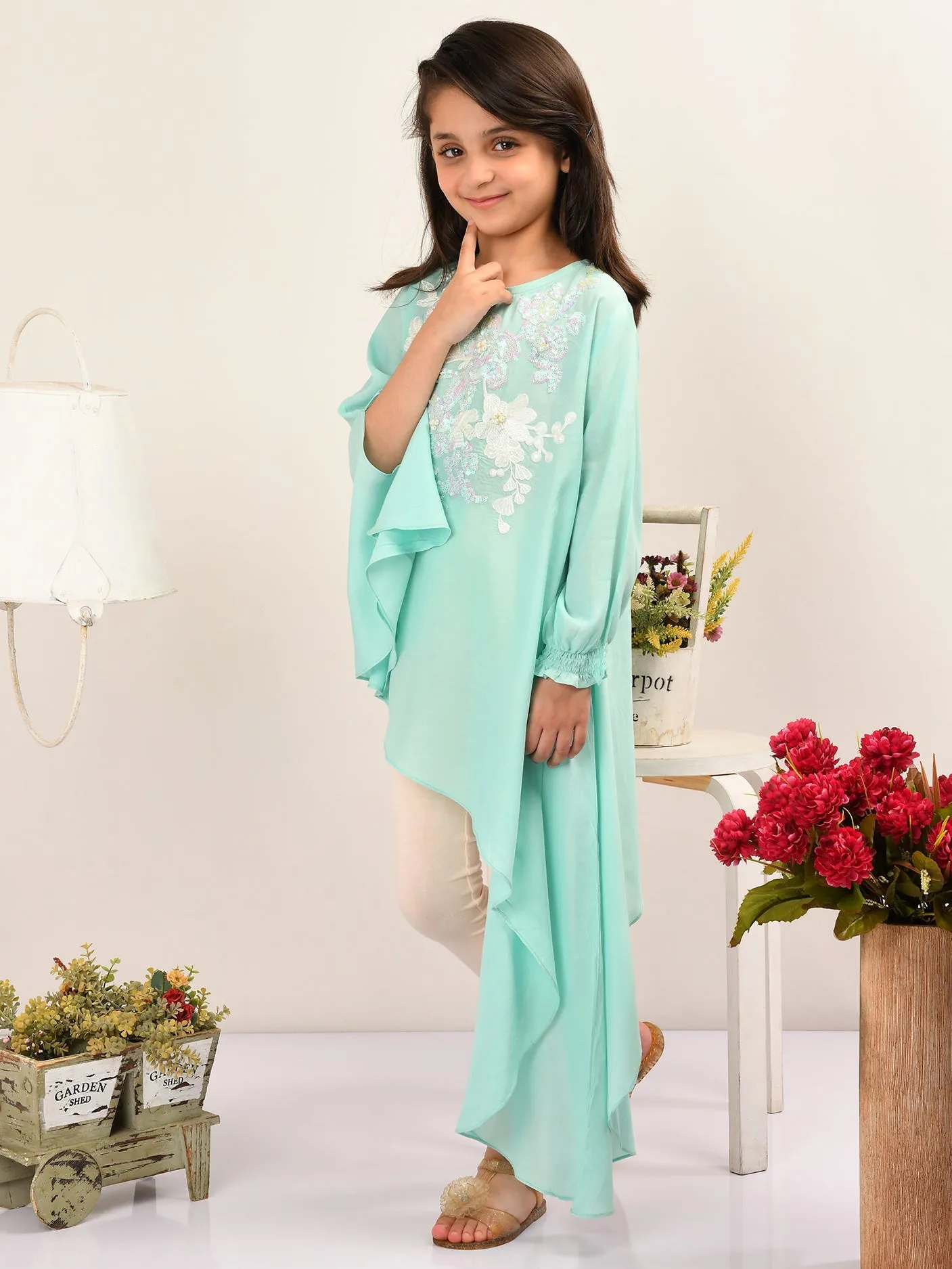 Embroidered Shimmer Arabic Lawn Shirt