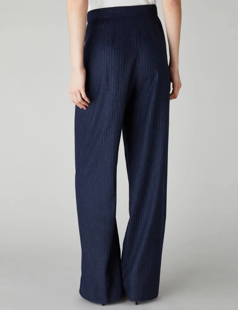 Emme Torre2 Trouser Navy Pinstripes