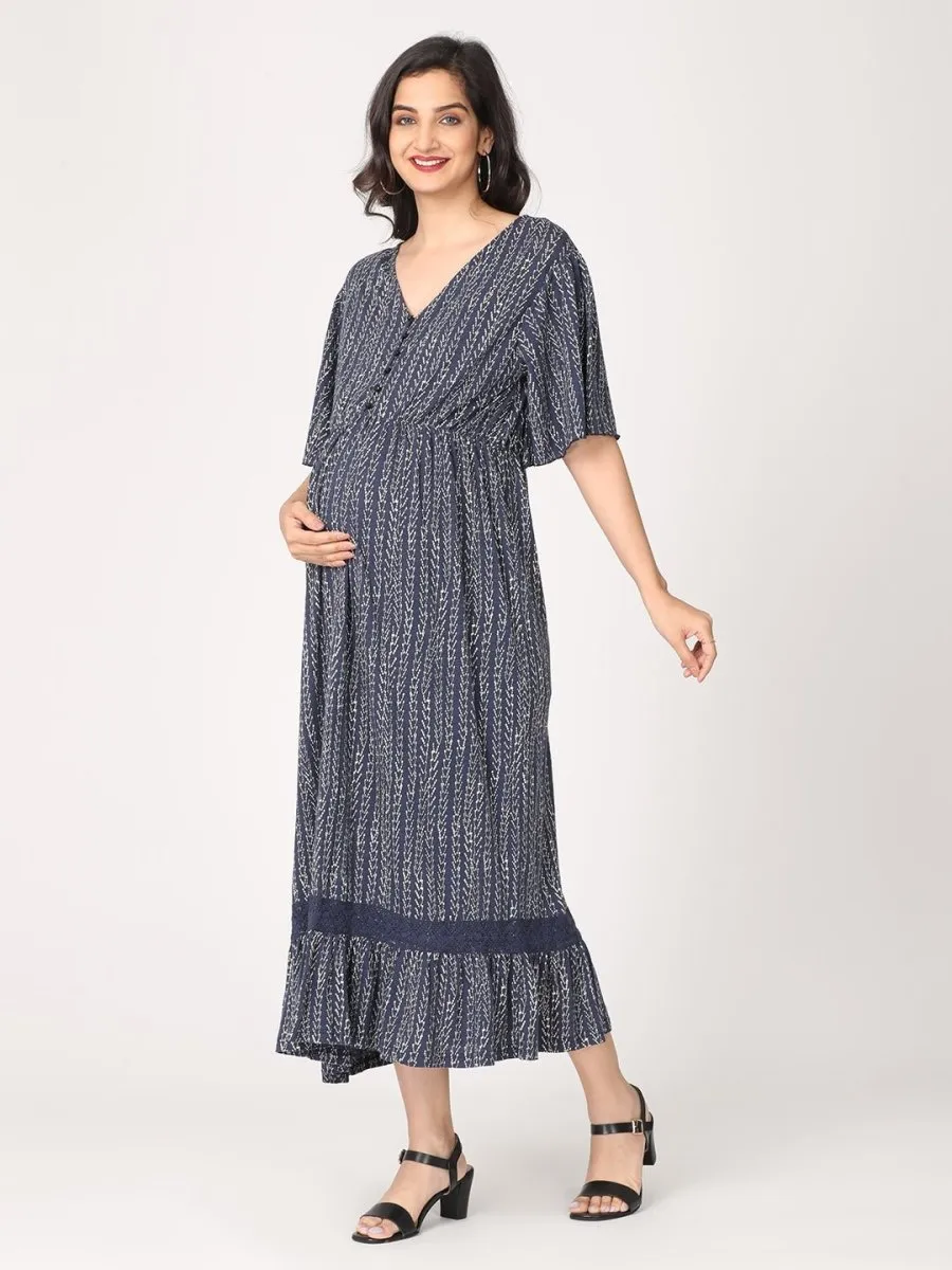 Evening Blue Maternity and Nursing Dress