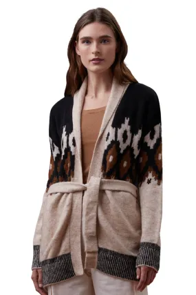 Fair Isle Shawl Cardigan Sweater Off White