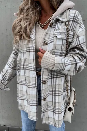 Fashion Casual Plaid Contrast Turndown Collar Outerwear