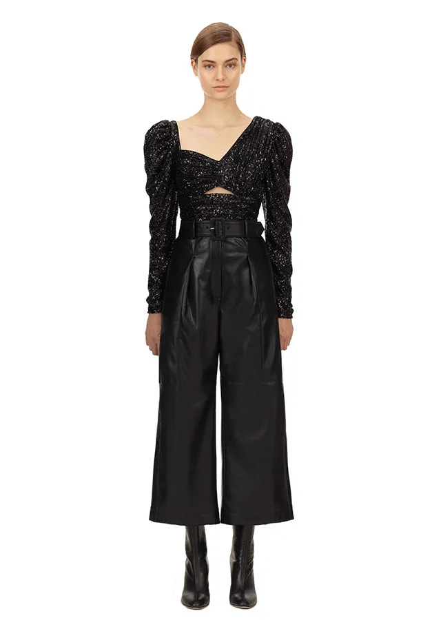 Faux Leather Culottes (Black)