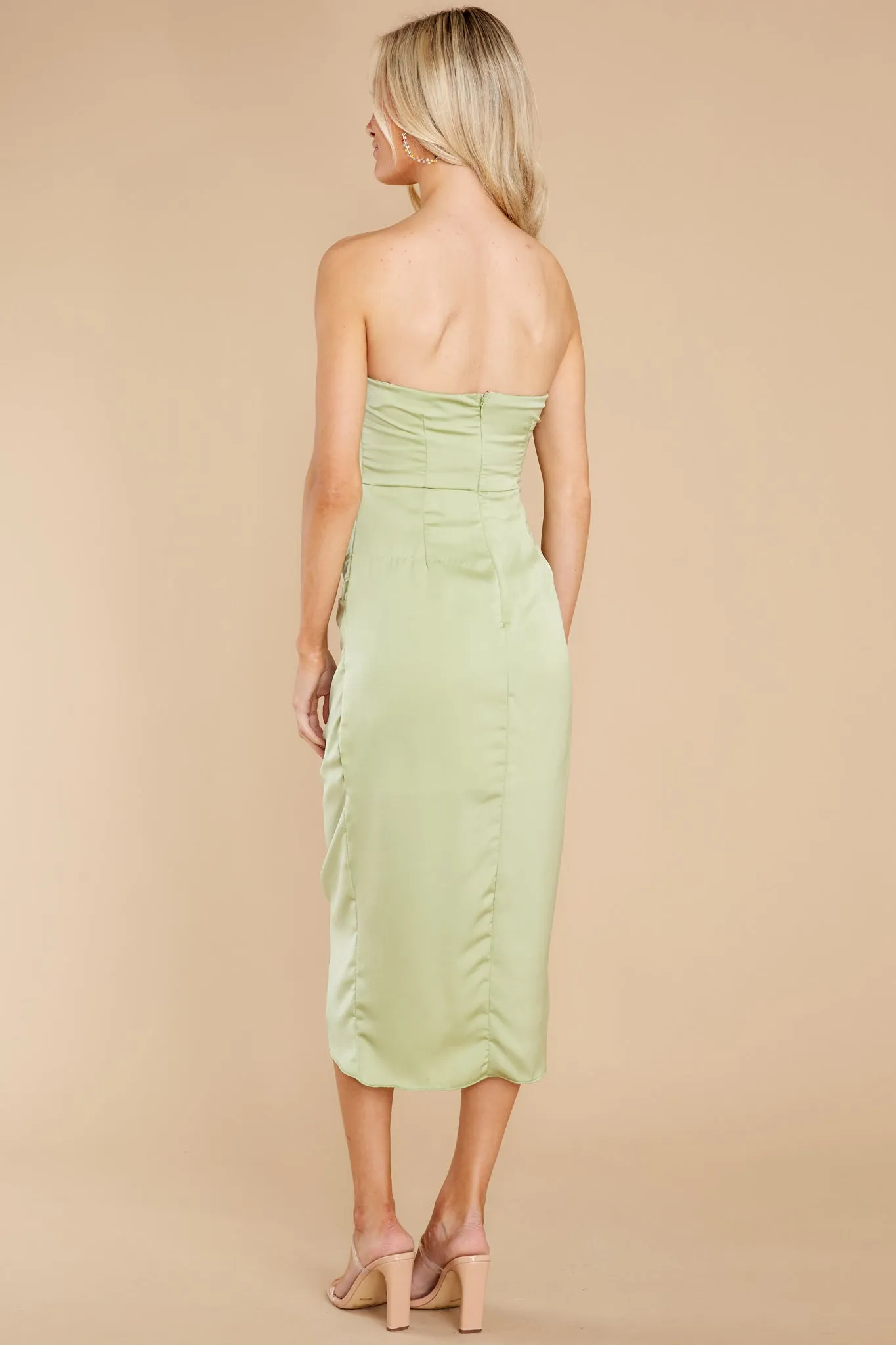 First Dance Light Sage Green Midi Dress