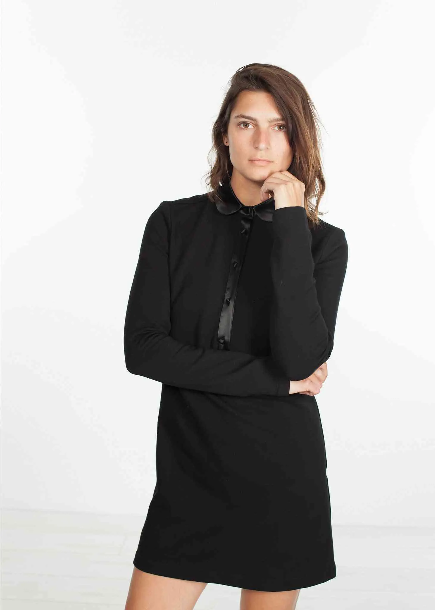 Fleece Jersey Dress in Black