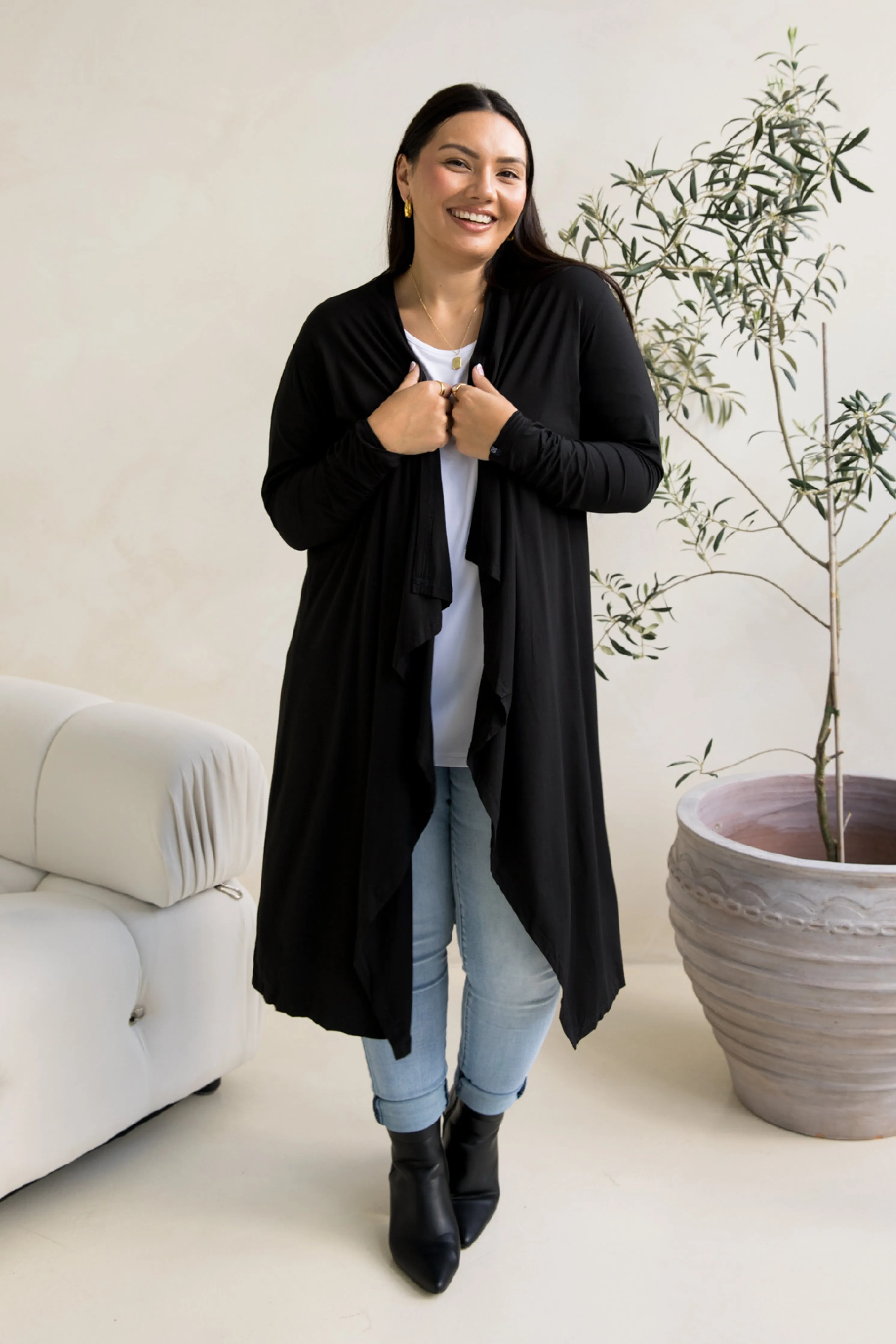 Flyaway Bamboo Cardigan | Black