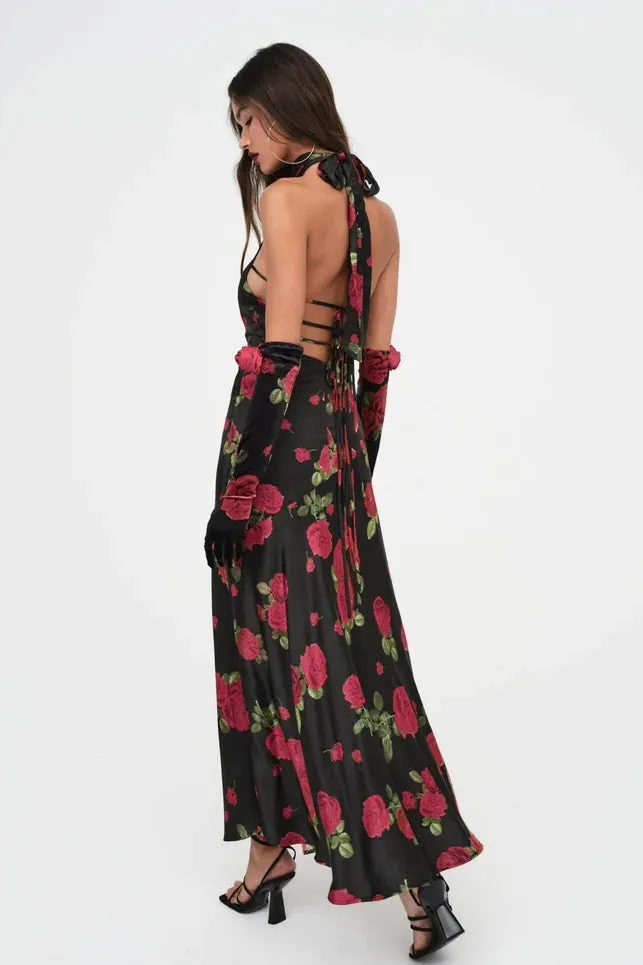 For Love & Lemons Astoria Maxi Dress - Black Multi