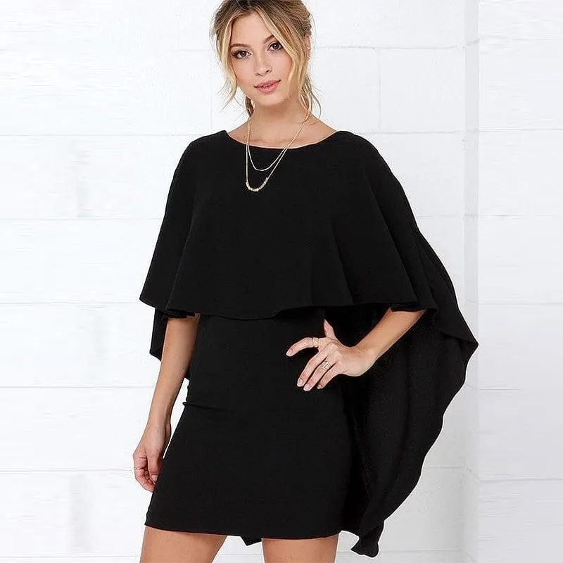 Freely Chic Backless Cape Bodycon Dress