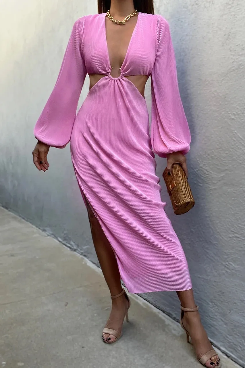 Freja bubblegum midi dress