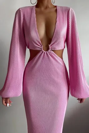 Freja bubblegum midi dress