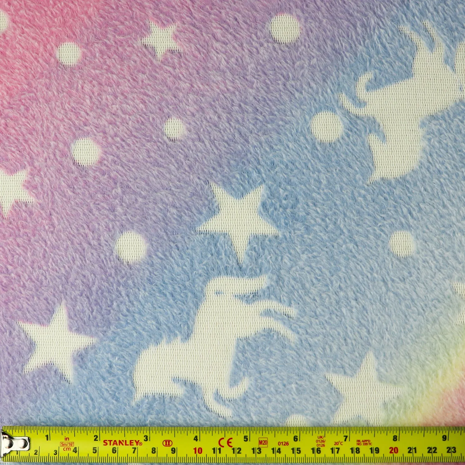 FS1227 Magic Unicorn Stars Glow In The Dark Fleece Fabric