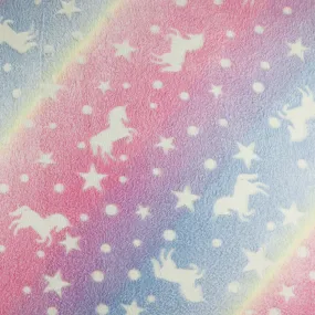 FS1227 Magic Unicorn Stars Glow In The Dark Fleece Fabric