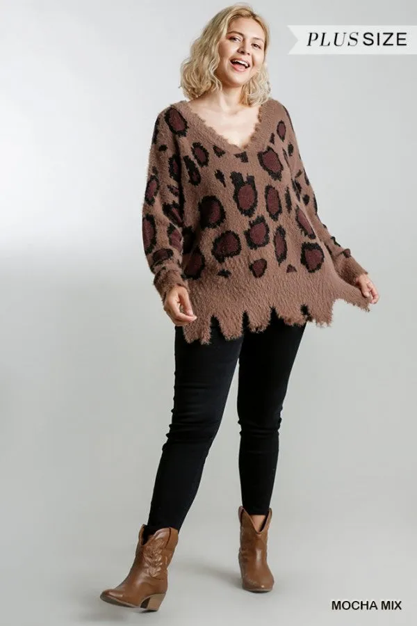 Fuzzy Leopard Sweater, Mocha