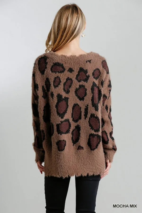 Fuzzy Leopard Sweater, Mocha