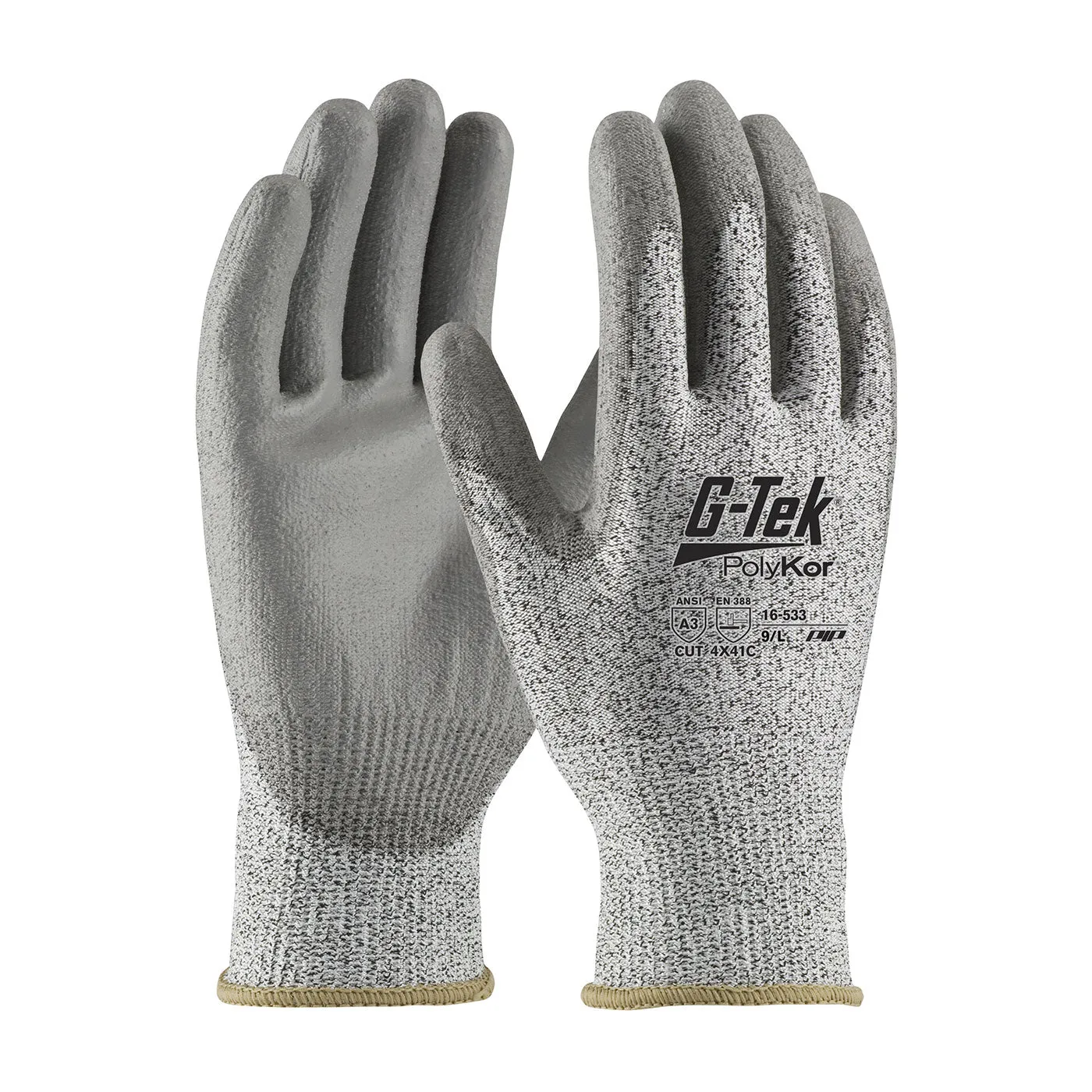 G-Tek PolyKor 16-533 Industry Grade Seamless Knit Polyurethane Coated Flat Grip Bulk Pack Safety Glove (One Dozen)