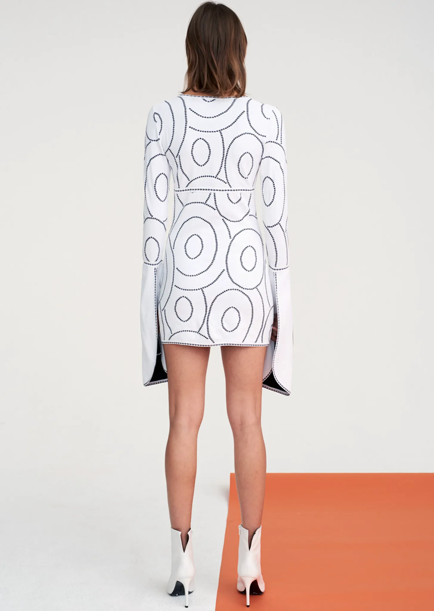 Geneva - Tunic Dress with Fan Sleeve and Circular Design