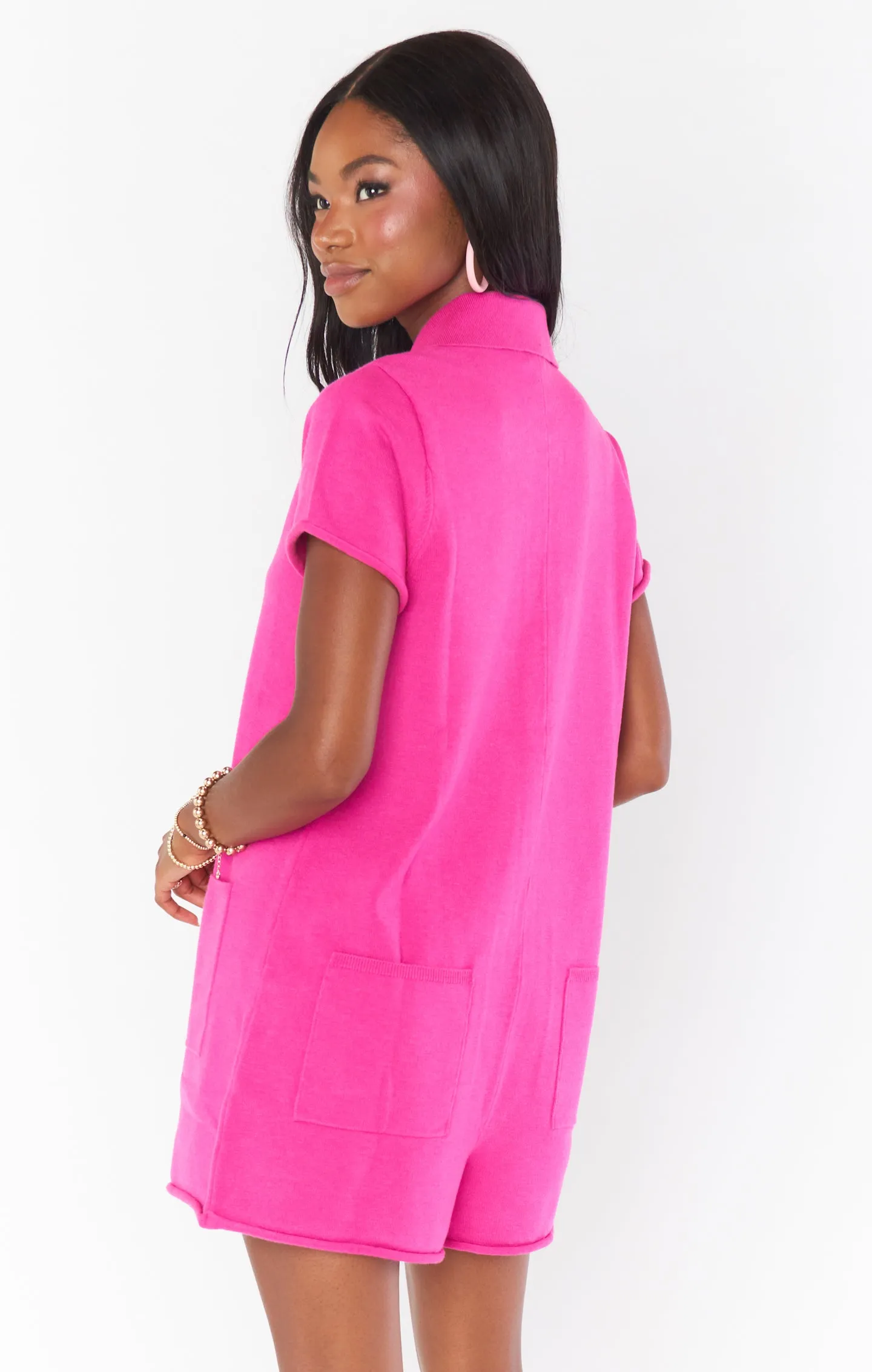 Gio Sweater Romper ~ Hot Pink Knit