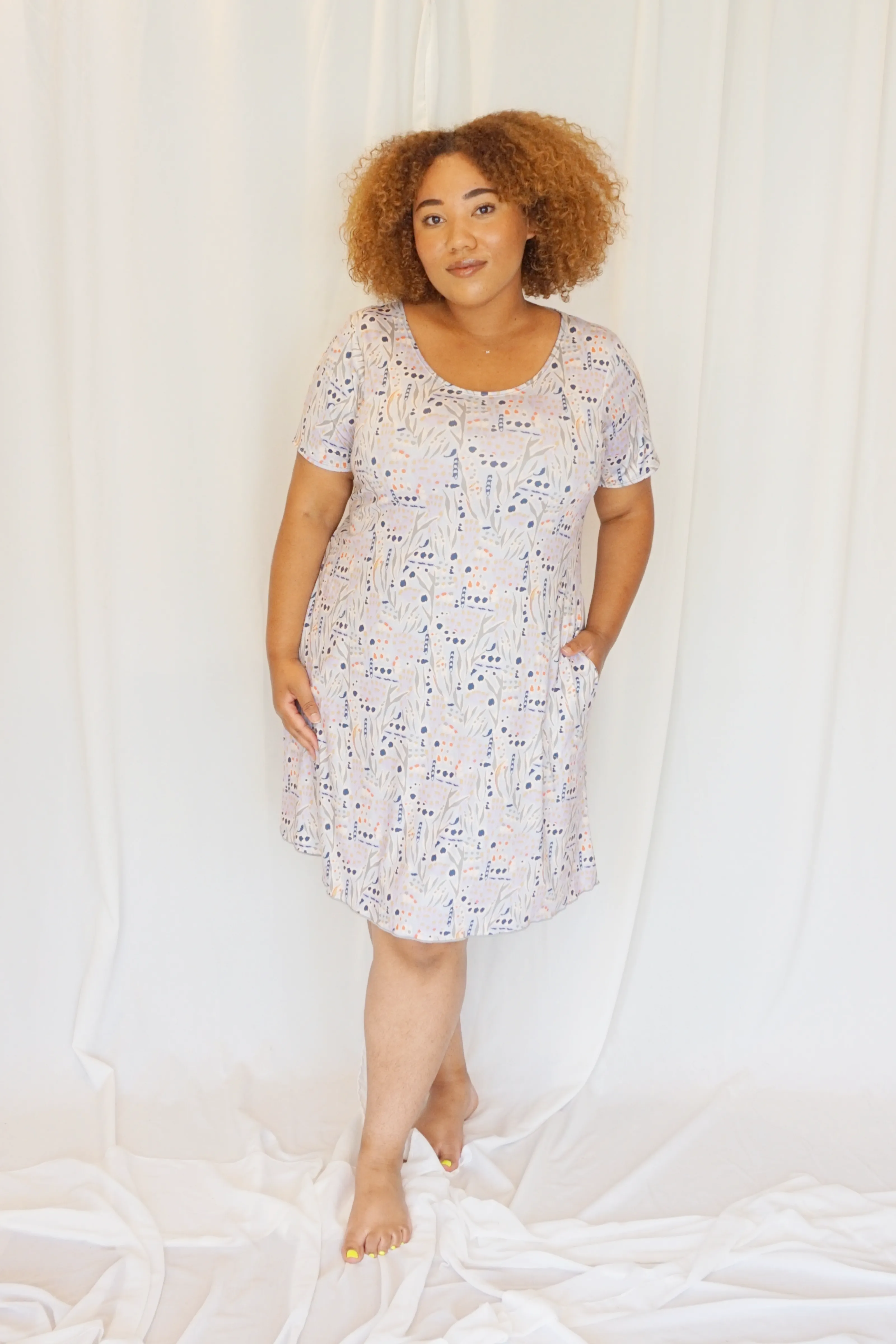 Gray Dessert Bloom Cabana Dress w/pockets