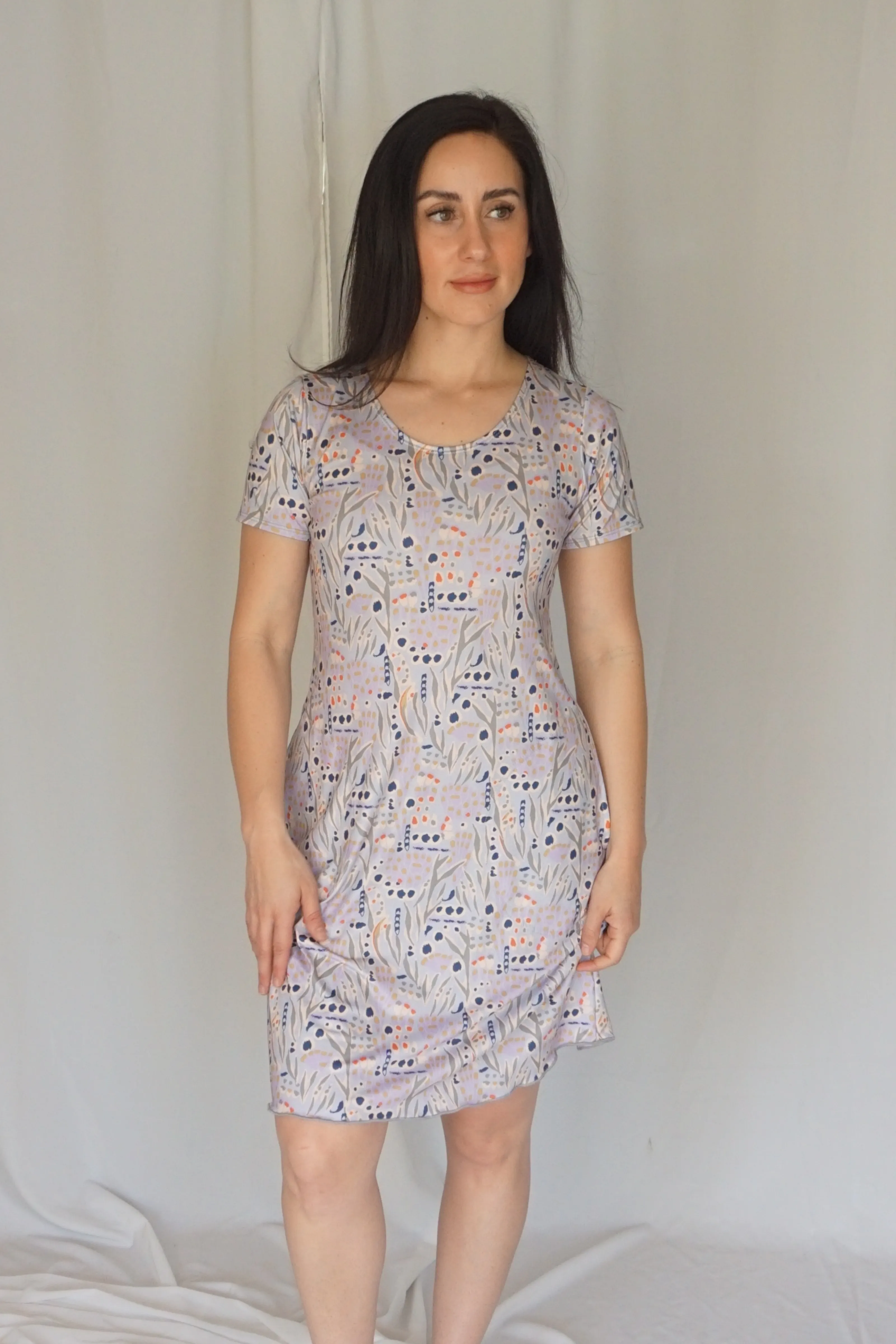 Gray Dessert Bloom Cabana Dress w/pockets