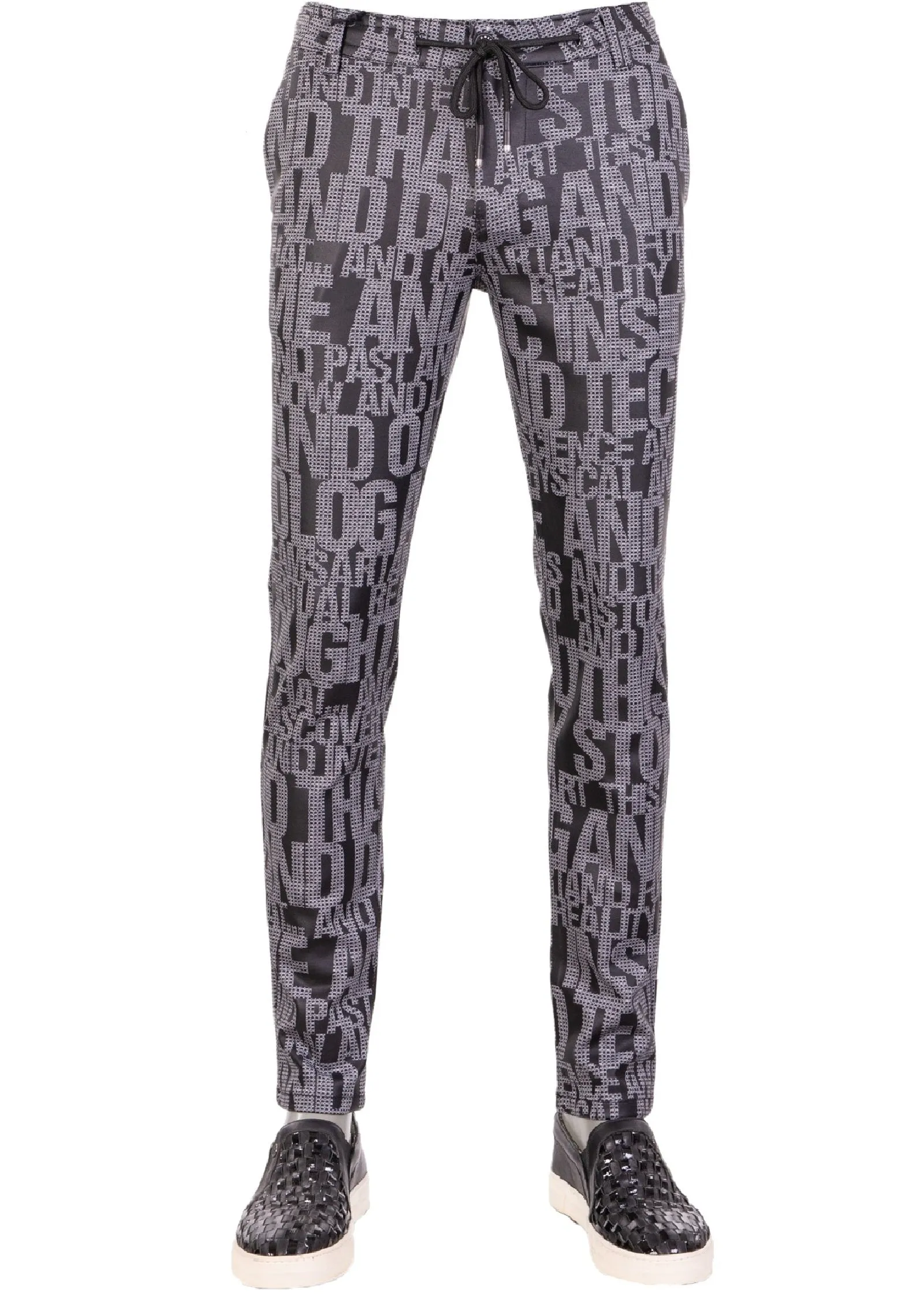 Gray "Alphabet" Print Jogger Pants