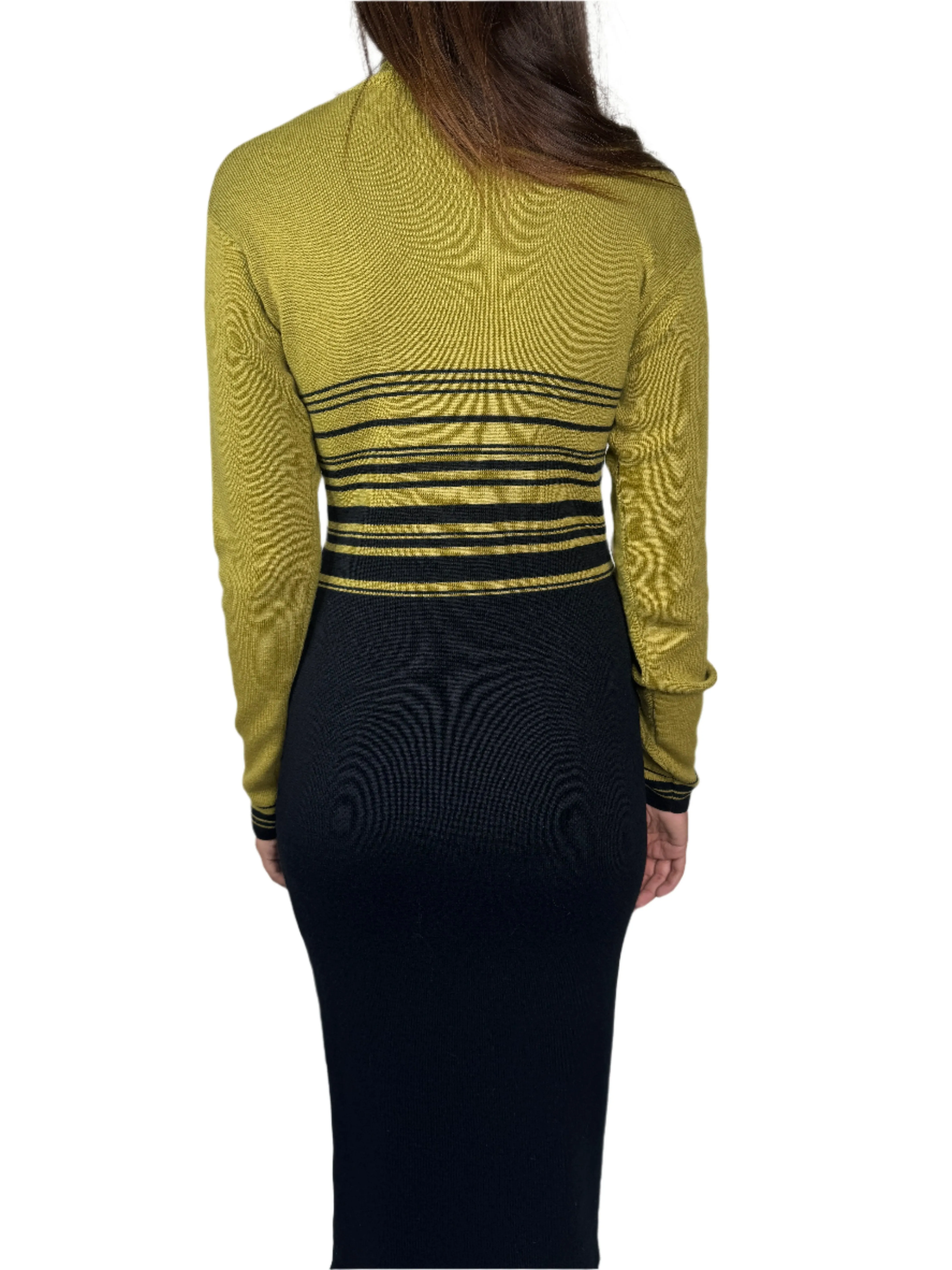 Green & Black Knit Sweater Dress 1990s