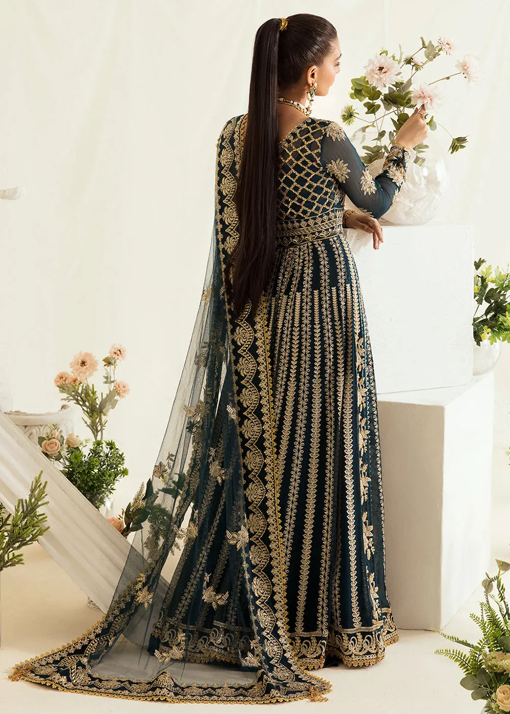 Green Pakistani Maxi Dress | Ayzel | Fleur De Lis Formals’23 | Fleurette