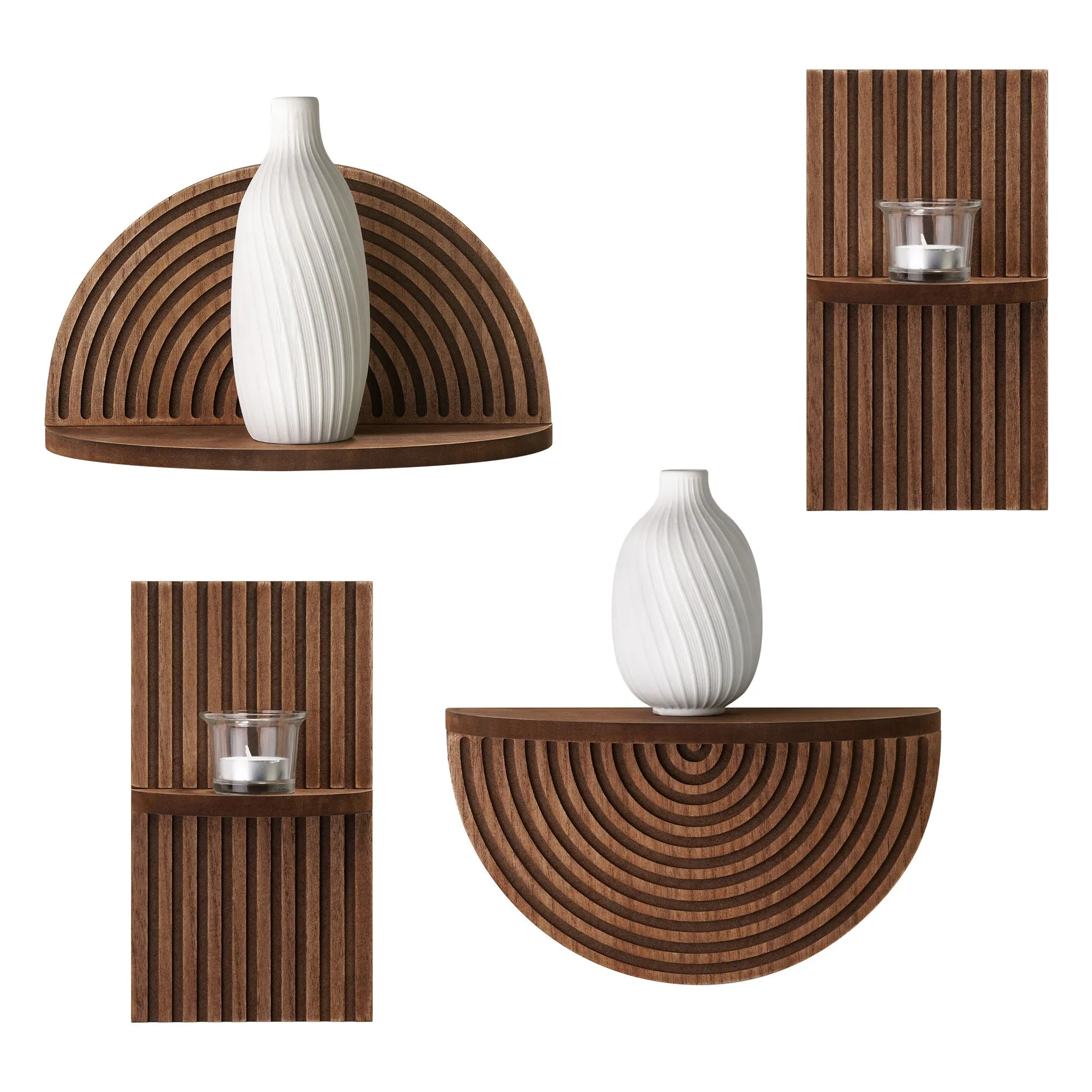 Half Circles Meet Right Angles 4-Piece Shelf Set