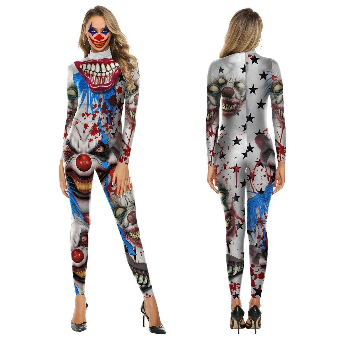 Halloween Adult Street Show Clown Cosplay Costume Polyester Bodysuit