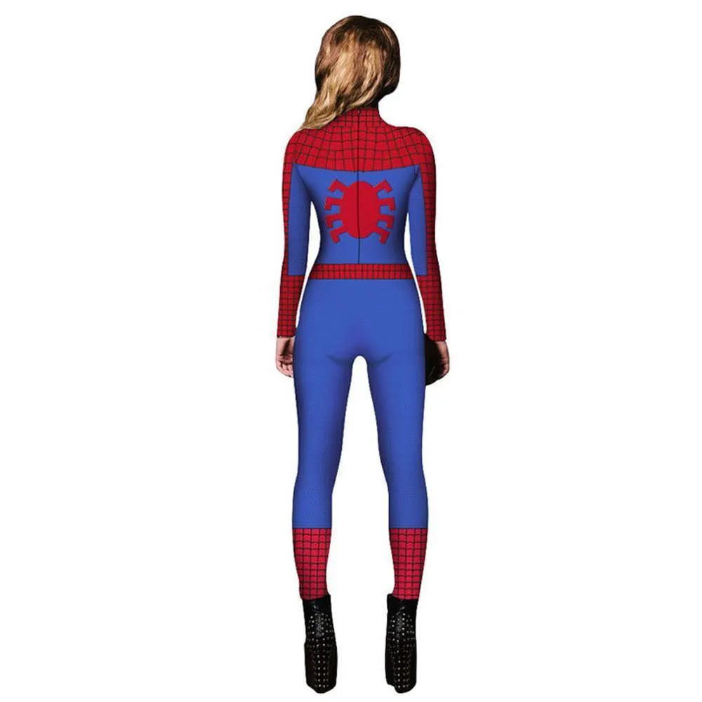 Halloween Peter B Parker Spider woman Digital Printed Bodycon Jumpsuit Costume