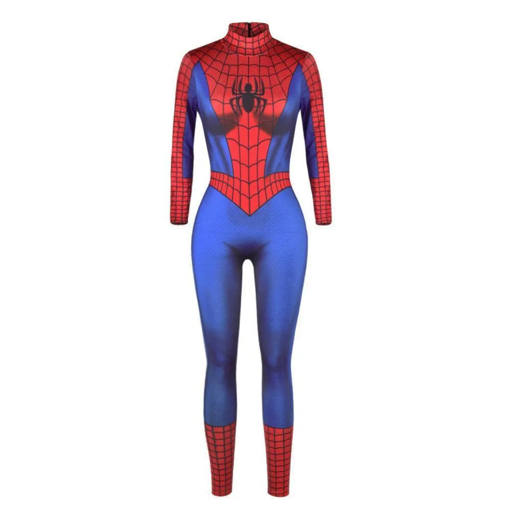 Halloween Peter B Parker Spider woman Digital Printed Bodycon Jumpsuit Costume