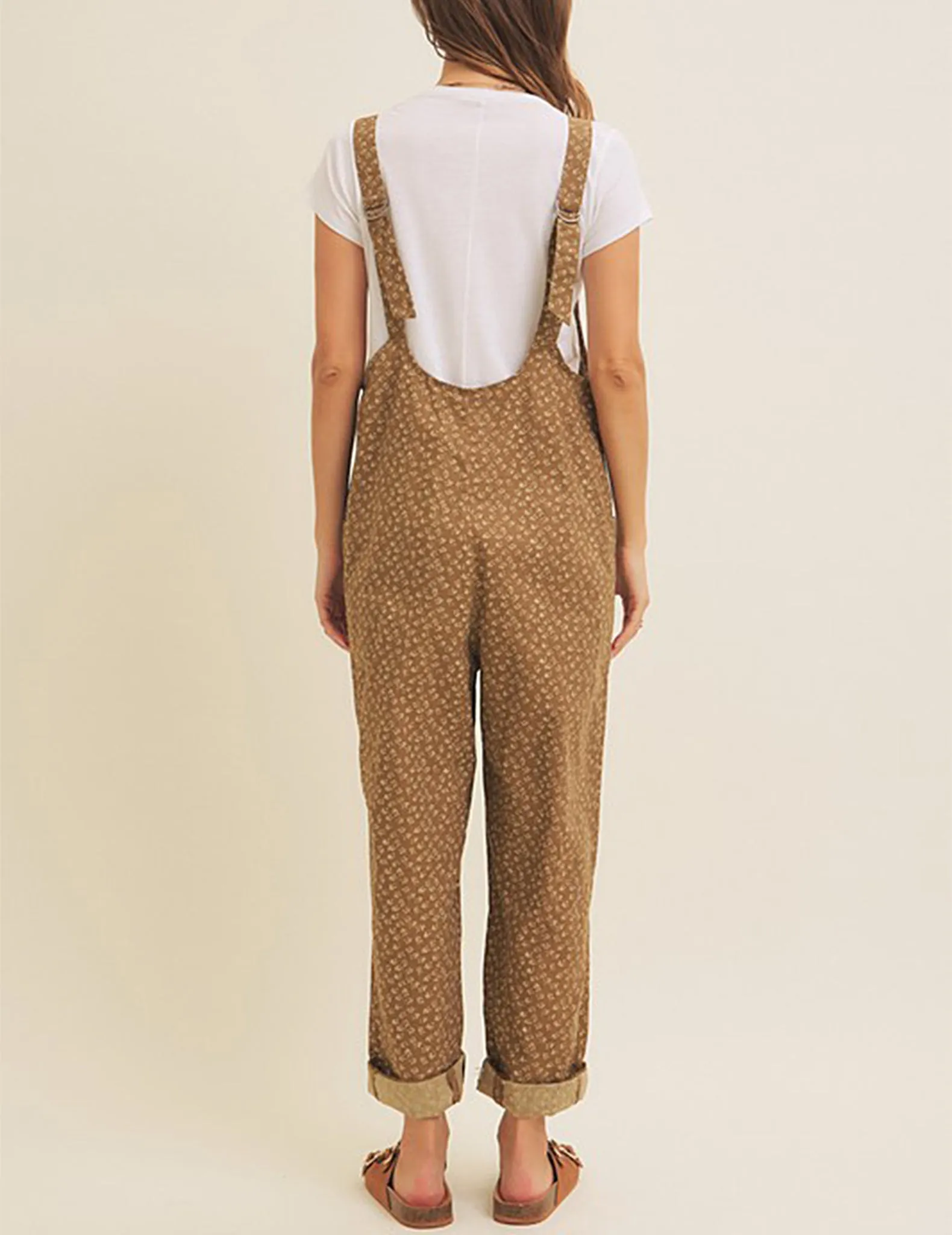 Harper Floral Print Brown Cotton Jumpsuit