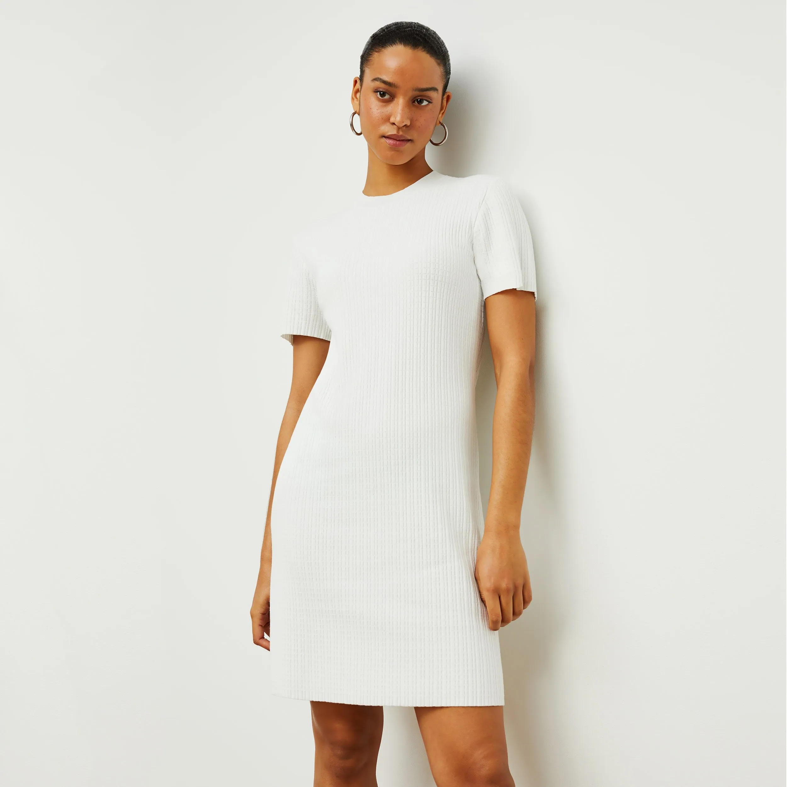 Hayden Dress - Geo Micro Knit :: Ivory