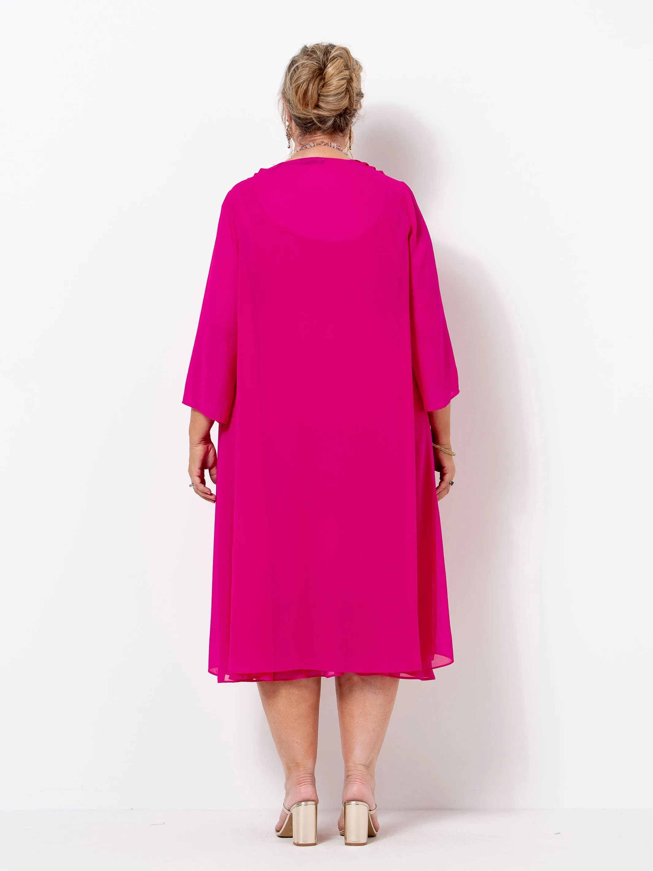 Hot Pink Georgette Long Jacket