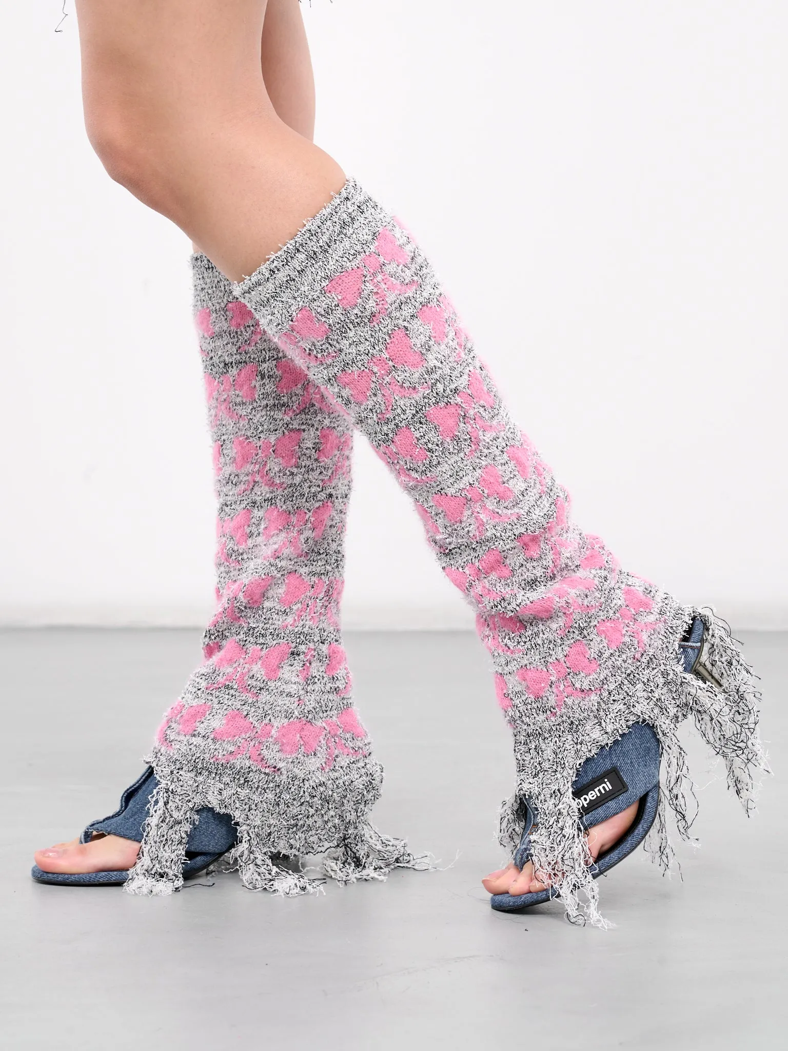 Jacquard Knit Leg Warmers (076-MELANGE-PINK)