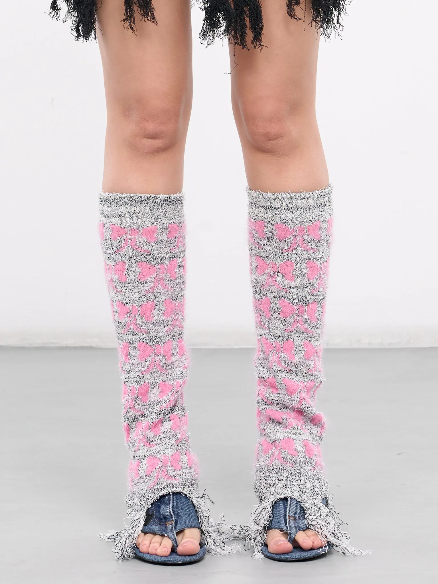 Jacquard Knit Leg Warmers (076-MELANGE-PINK)