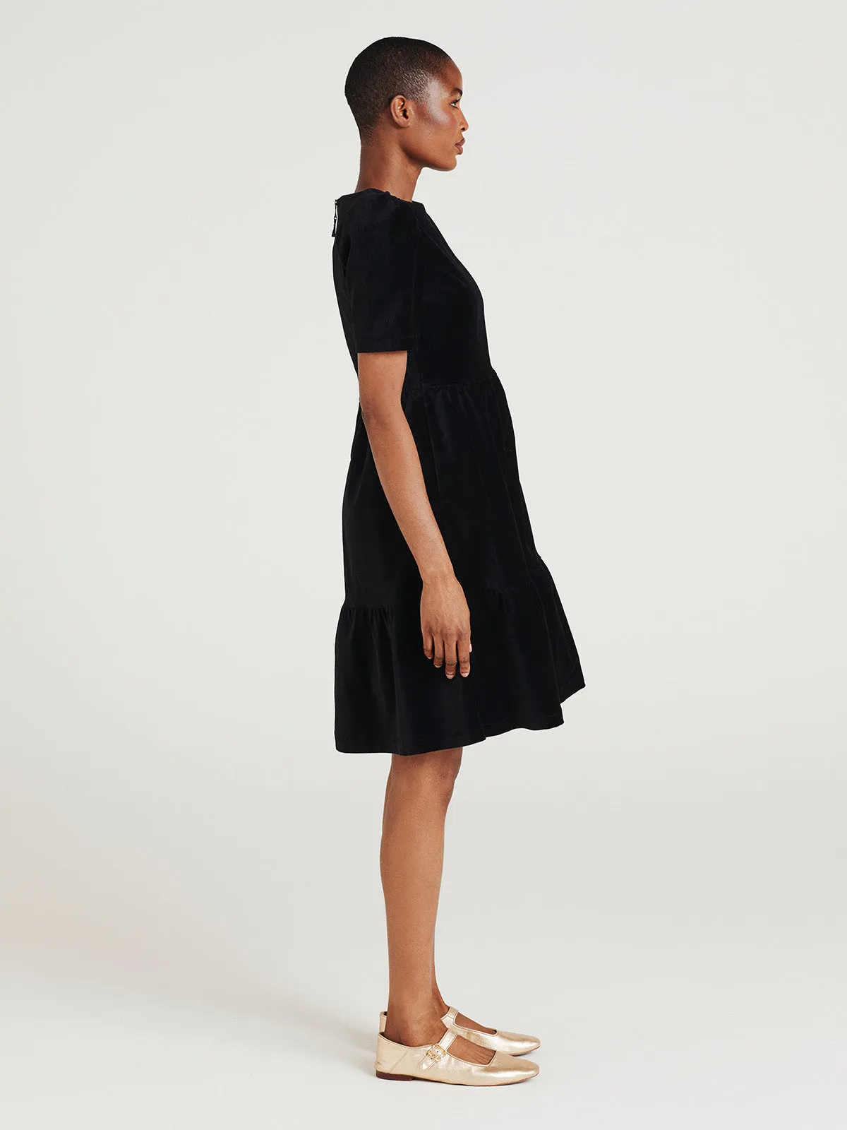 Jamesina Organic Cotton Velvet Dress - Black