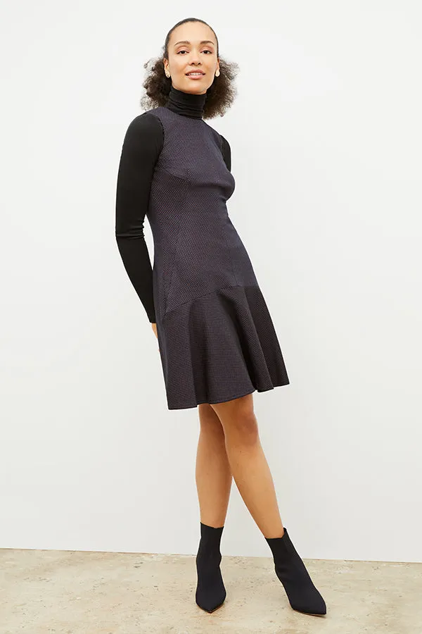 Jayde Dress - Stretch Foulard Knit :: Navy Multi