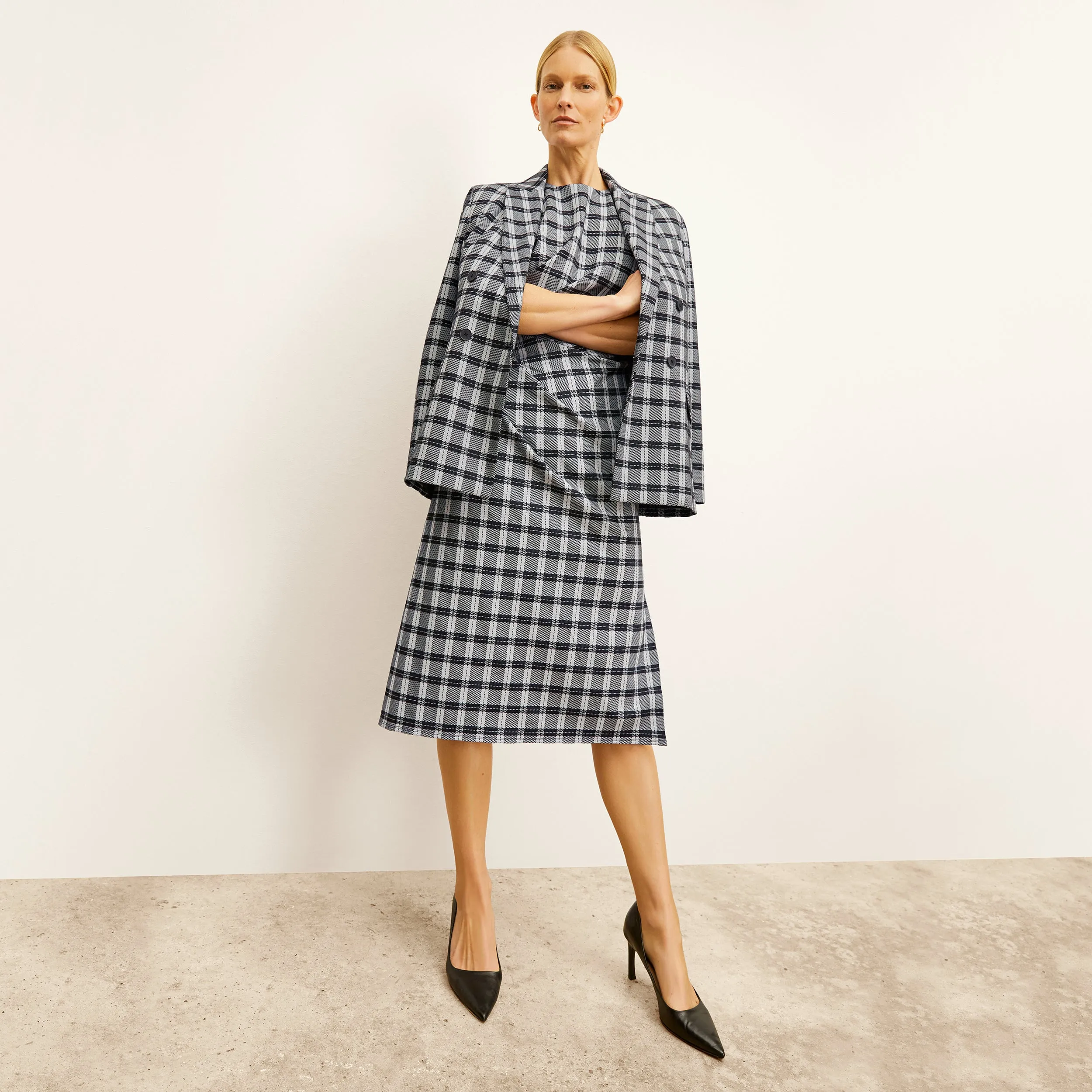 Jeannine Dress - Knit Suiting :: Checkmate